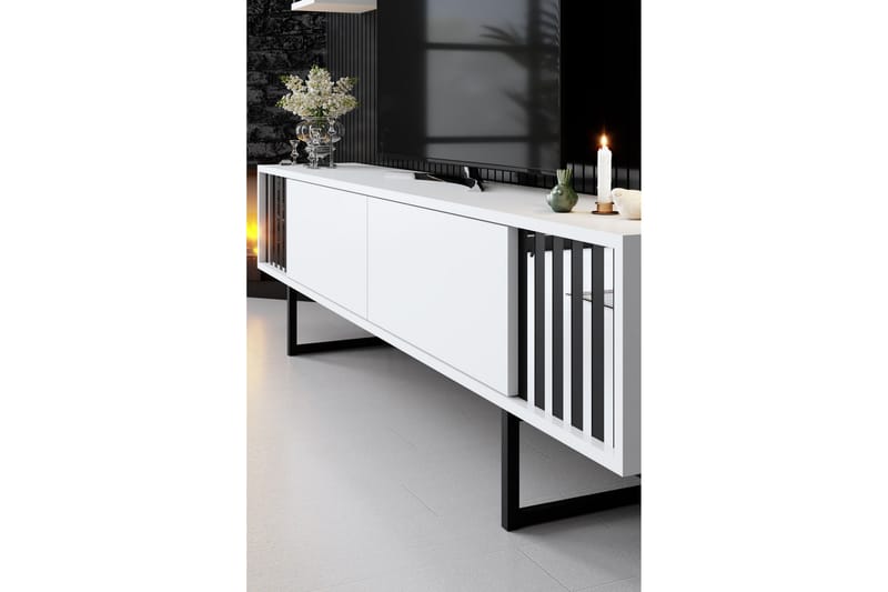 Erdem Tv-bänk 180 cm - Vit/Svart - Möbler - Tv möbel & mediamöbel - TV bänk & mediabänk