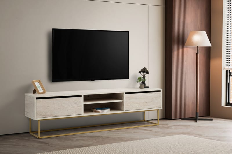 Escape Tv-bänk 180 cm - Guld/Marmor - Möbler - Tv möbel & mediamöbel - TV bänk & mediabänk