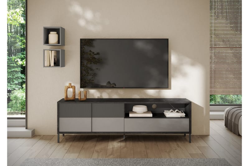 Everest Tv-bänk 206x40 cm - Svart/Grå - Möbler - Tv möbel & mediamöbel - TV bänk & mediabänk