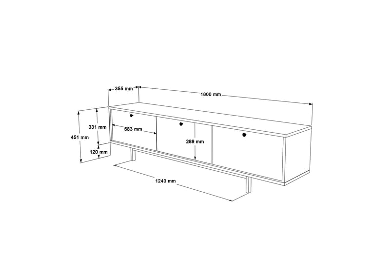 Famke Tv-bänk 180 cm - Ek - Möbler - Tv möbel & mediamöbel - TV bänk & mediabänk