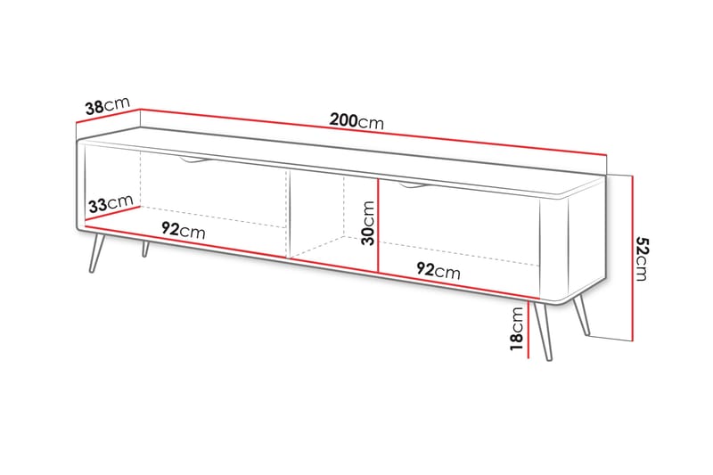 Forba Tv-bänk 200 cm - Svart - Möbler - Tv möbel & mediamöbel - TV bänk & mediabänk