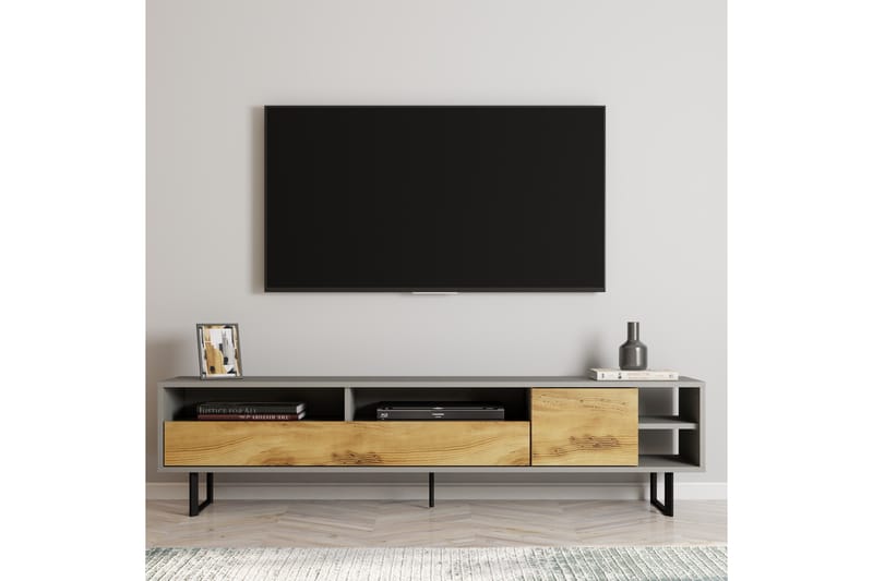 Gazali Tv-bänk 180 cm - Grå/Ek - Möbler - Tv möbel & mediamöbel - TV bänk & mediabänk