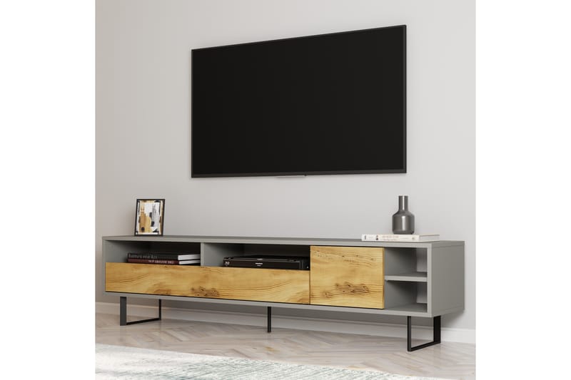 Gazali Tv-bänk 180 cm - Grå/Ek - Möbler - Tv möbel & mediamöbel - TV bänk & mediabänk