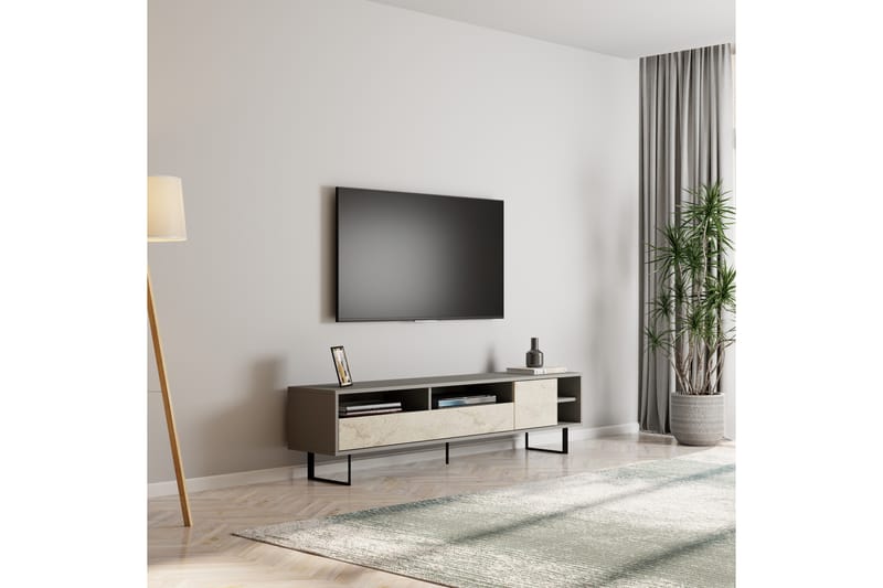 Gazali Tv-bänk 180 cm - Grå/Travertine - Möbler - Tv möbel & mediamöbel - TV bänk & mediabänk