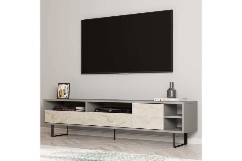 Gazali Tv-bänk 180 cm - Grå/Travertine - Möbler - Tv möbel & mediamöbel - TV bänk & mediabänk