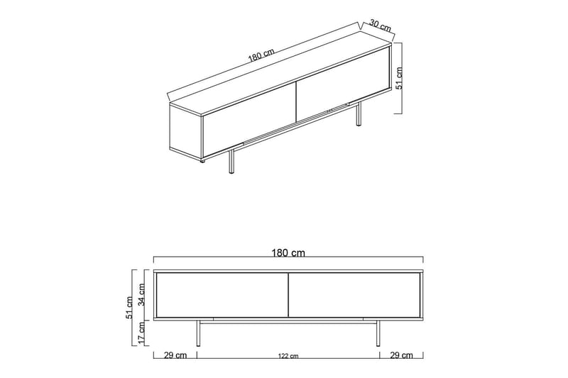 Germaine Tv-bänk 180 cm - Antracit/Vit/Silver - Möbler - Tv möbel & mediamöbel - TV bänk & mediabänk