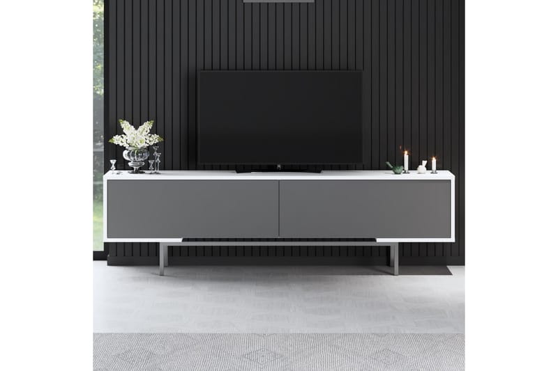 Germaine Tv-bänk 180 cm - Antracit/Vit/Silver - Möbler - Tv möbel & mediamöbel - TV bänk & mediabänk