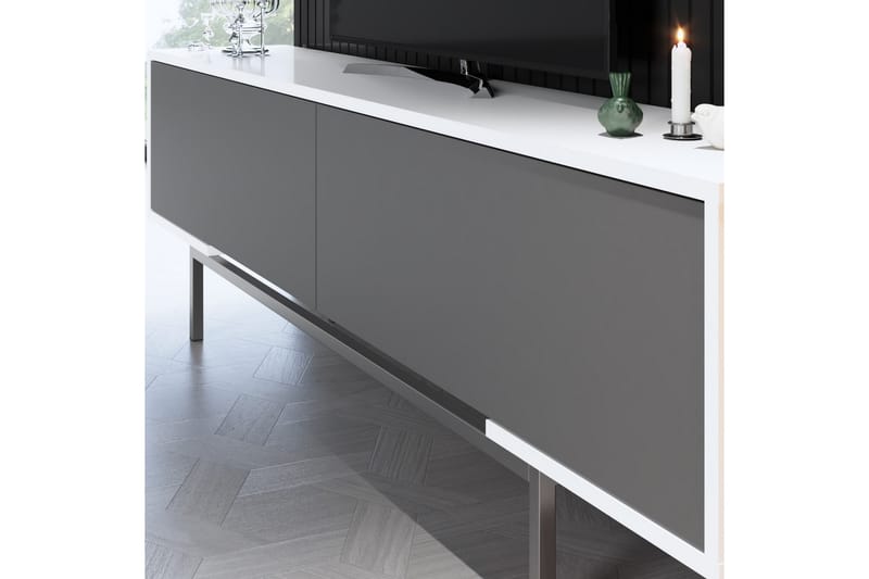 Germaine Tv-bänk 180 cm - Antracit/Vit/Silver - Möbler - Tv möbel & mediamöbel - TV bänk & mediabänk