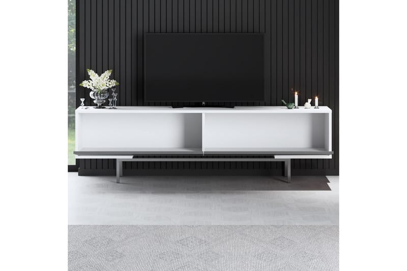 Germaine Tv-bänk 180 cm - Antracit/Vit/Silver - Möbler - Tv möbel & mediamöbel - TV bänk & mediabänk