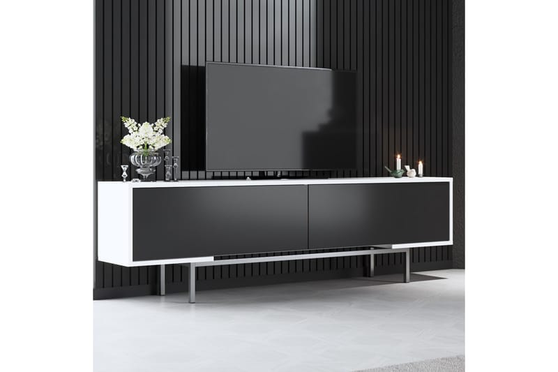 Germaine Tv-bänk 180 cm - Svart/Vit/Silver - Möbler - Tv möbel & mediamöbel - TV bänk & mediabänk