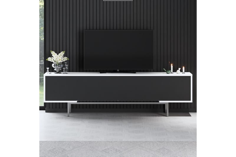 Germaine Tv-bänk 180 cm - Svart/Vit/Silver - Möbler - Tv möbel & mediamöbel - TV bänk & mediabänk