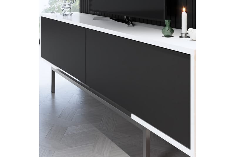 Germaine Tv-bänk 180 cm - Svart/Vit/Silver - Möbler - Tv möbel & mediamöbel - TV bänk & mediabänk