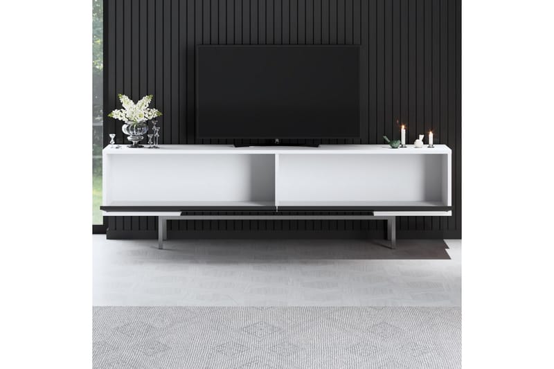 Germaine Tv-bänk 180 cm - Svart/Vit/Silver - Möbler - Tv möbel & mediamöbel - TV bänk & mediabänk