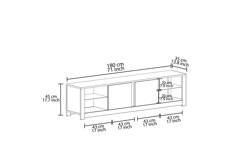 Griselda Tv-bänk 180 cm - Ek - Möbler - Tv möbel & mediamöbel - TV bänk & mediabänk