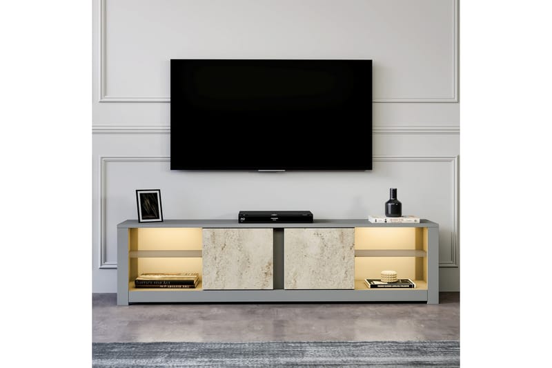 Griselda Tv-bänk 180 cm - Grå/Travertine - Möbler - Tv möbel & mediamöbel - TV bänk & mediabänk