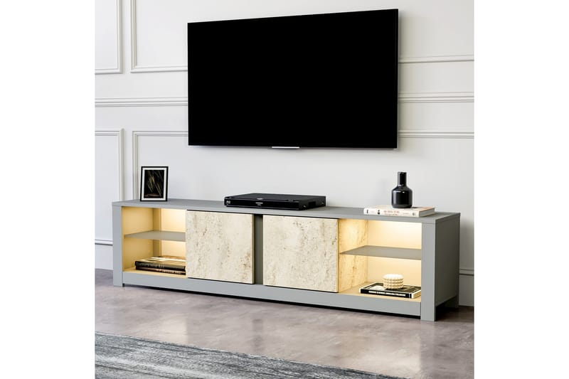 Griselda Tv-bänk 180 cm - Grå/Travertine - Möbler - Tv möbel & mediamöbel - TV bänk & mediabänk