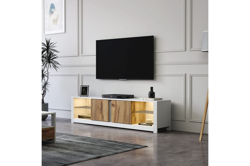 Griselda Tv-bänk 180 cm - Vit/Ek - Möbler - Tv möbel & mediamöbel - TV bänk & mediabänk