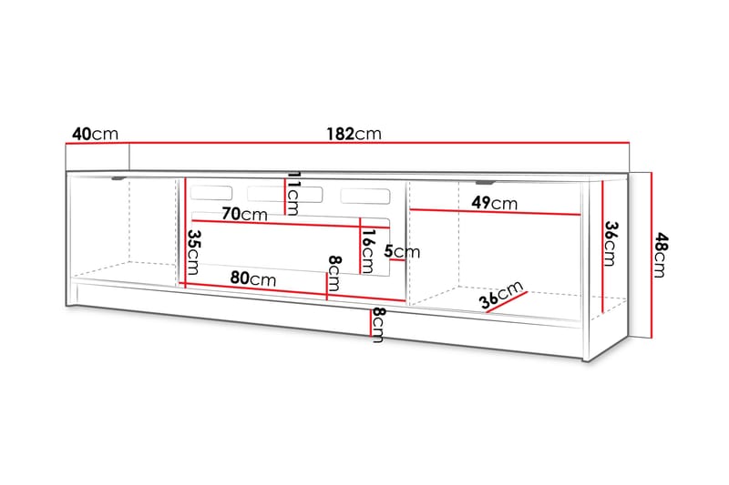 Gudelia Tv-bänk 182 cm - Vit - Möbler - Tv möbel & mediamöbel - TV bänk & mediabänk