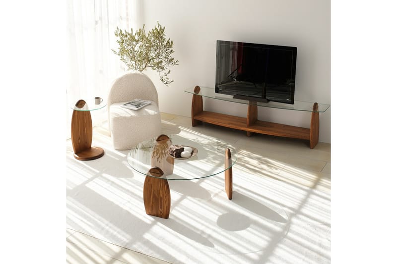 Guinn Tv-bänk 160 cm - Brun/Transparent - Möbler - Tv möbel & mediamöbel - TV bänk & mediabänk