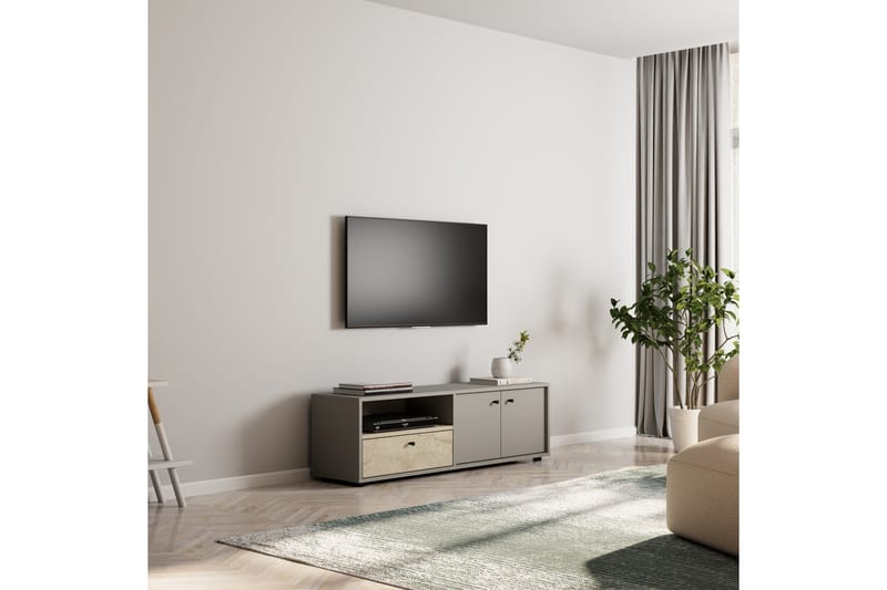 Gwen Tv-bänk 136 cm - Grå/Travertine - Möbler - Tv möbel & mediamöbel - TV bänk & mediabänk