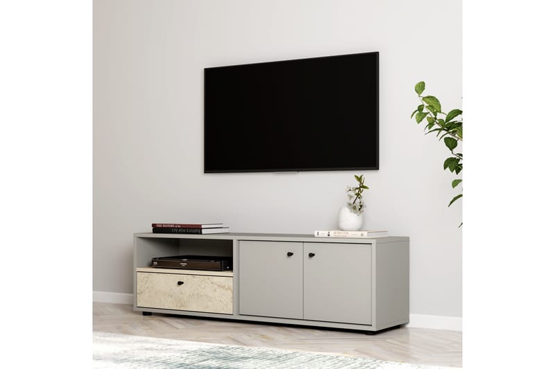 Gwen Tv-bänk 136 cm - Grå/Travertine - Möbler - Tv möbel & mediamöbel - TV bänk & mediabänk