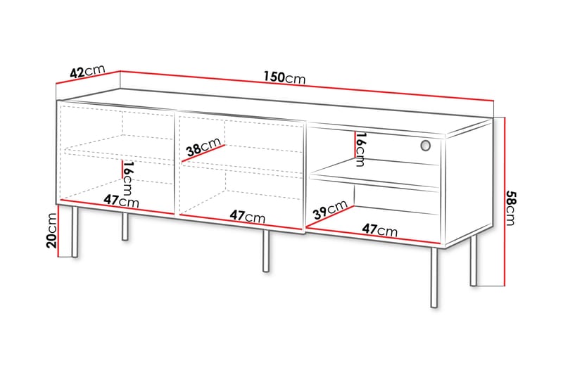 Hammarstrand Ribbad TV Bänk mörk trä med förvaring - 42 cm djup 150 cm bred 58 cm hög - Valnöt - Möbler - Tv möbel & mediamöbel - TV bänk & mediabänk