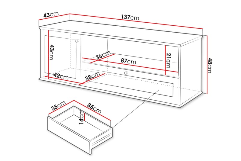 Hammerdal Tv-bänk 137 cm - Vit/Ek - Möbler - Tv möbel & mediamöbel - TV bänk & mediabänk