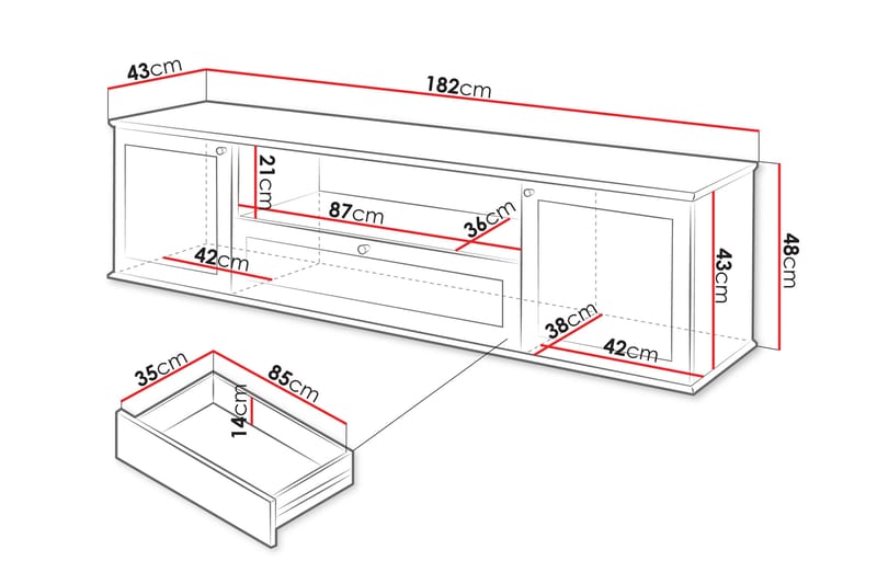 Hammerdal Tv-bänk 182 cm - Vit/Ek - Möbler - Tv möbel & mediamöbel - TV bänk & mediabänk