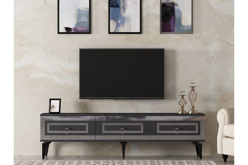 Harlen Tv-bänk 180 cm - Antracit/Silver - Möbler - Tv möbel & mediamöbel - TV bänk & mediabänk