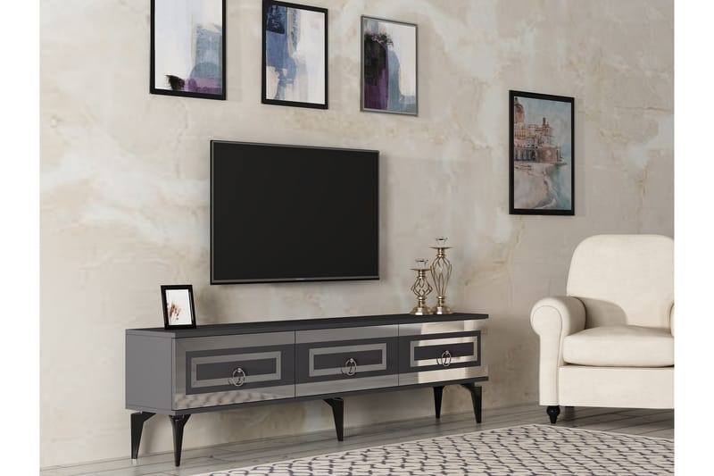 Harlen Tv-bänk 180 cm - Antracit/Silver - Möbler - Tv möbel & mediamöbel - TV bänk & mediabänk