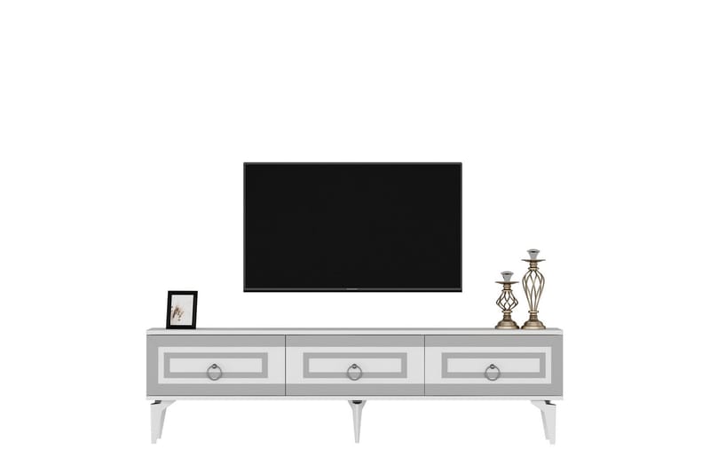 Harlen Tv-bänk 180 cm - Vit/Silver - Möbler - Tv möbel & mediamöbel - TV bänk & mediabänk