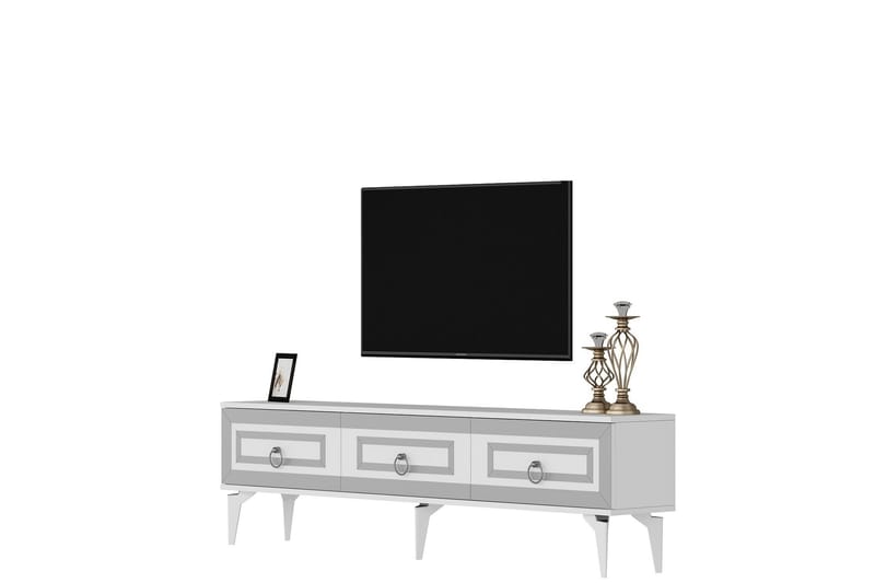 Harlen Tv-bänk 180 cm - Vit/Silver - Möbler - Tv möbel & mediamöbel - TV bänk & mediabänk