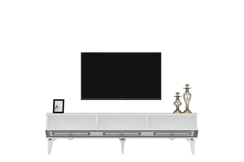 Harlen Tv-bänk 180 cm - Vit/Silver - Möbler - Tv möbel & mediamöbel - TV bänk & mediabänk