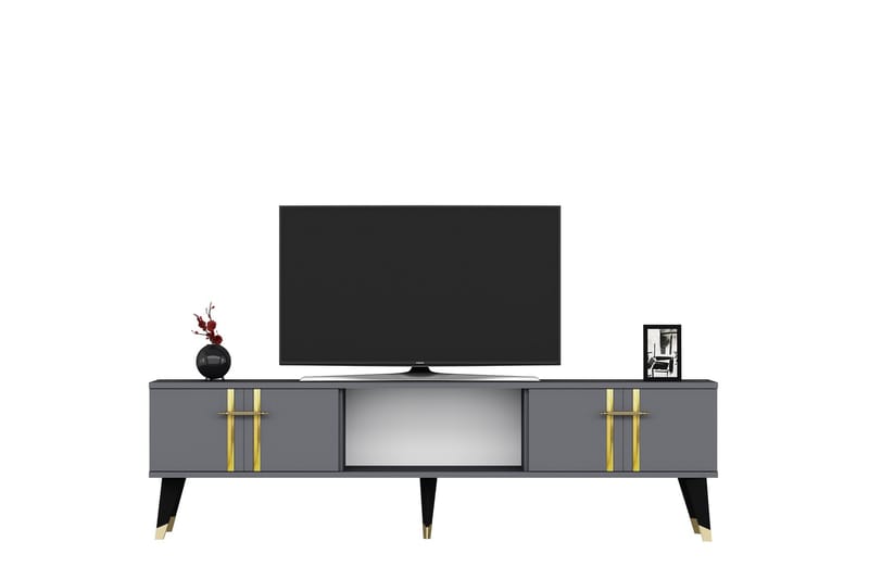 Harsum Tv-bänk 150 cm - Antracit/Guld - Möbler - Tv möbel & mediamöbel - TV bänk & mediabänk