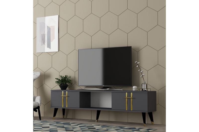 Harsum Tv-bänk 150 cm - Antracit/Guld - Möbler - Tv möbel & mediamöbel - TV bänk & mediabänk