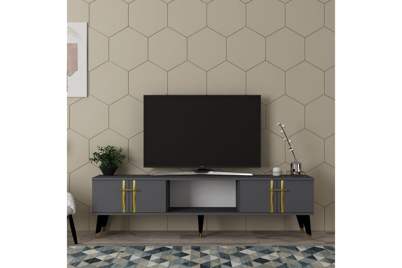 Harsum Tv-bänk 150 cm - Antracit/Guld - Möbler - Tv möbel & mediamöbel - TV bänk & mediabänk