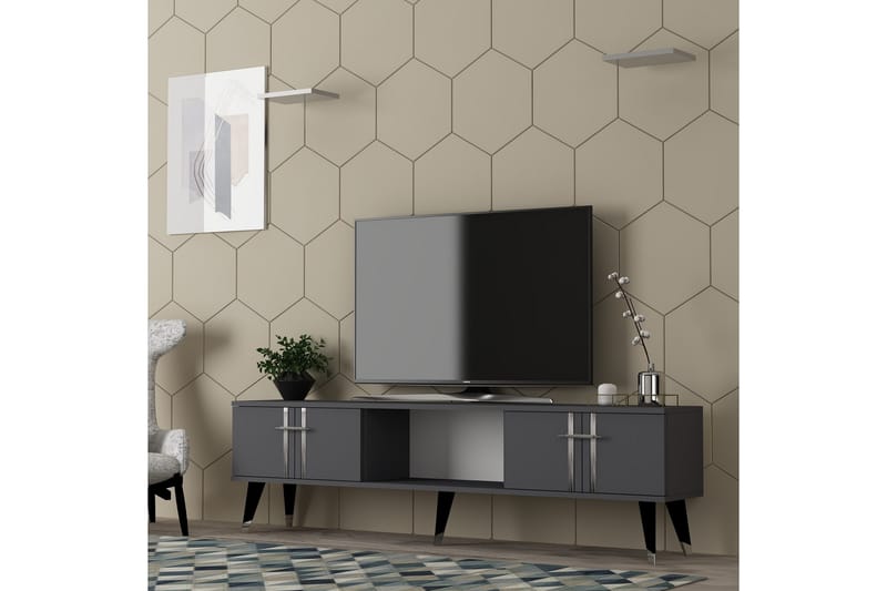 Harsum Tv-bänk 150 cm - Antracit/Silver - Möbler - Tv möbel & mediamöbel - TV bänk & mediabänk