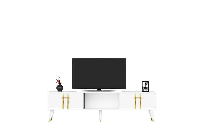 Harsum Tv-bänk 150 cm - Vit/Guld - Möbler - Tv möbel & mediamöbel - TV bänk & mediabänk