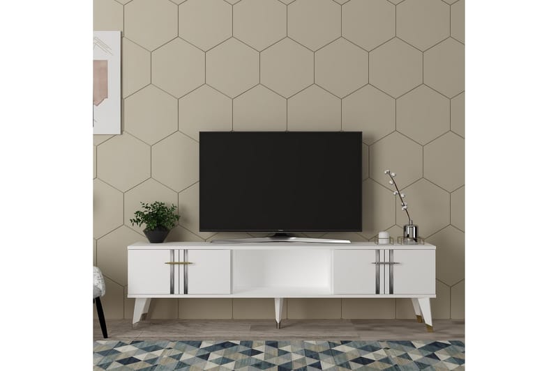 Harsum Tv-bänk 150 cm - Vit/Silver - Möbler - Tv möbel & mediamöbel - TV bänk & mediabänk