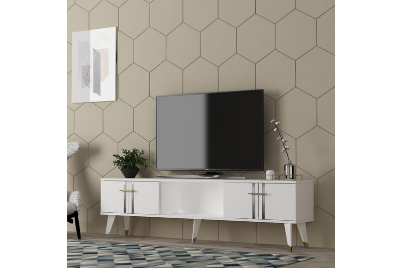 Harsum Tv-bänk 150 cm - Vit/Silver - Möbler - Tv möbel & mediamöbel - TV bänk & mediabänk