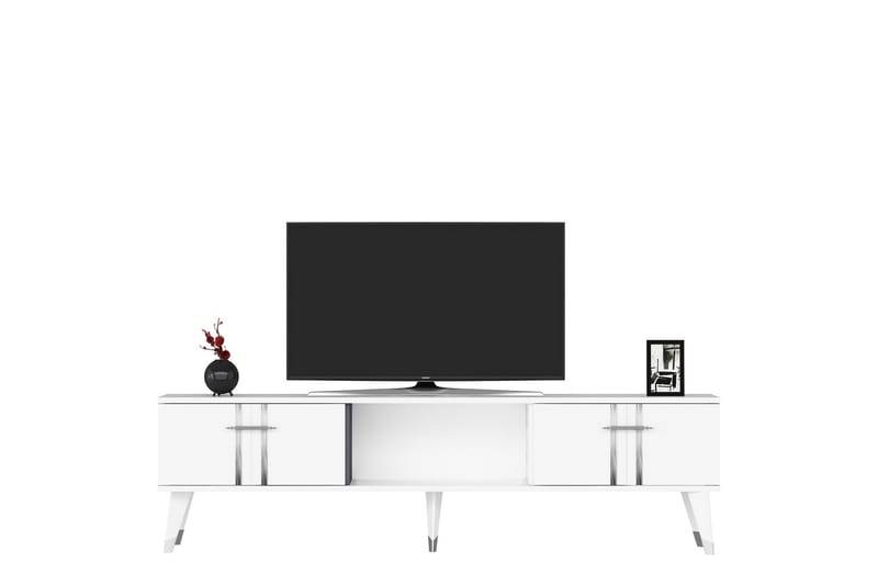 Harsum Tv-bänk 150 cm - Vit/Silver - Möbler - Tv möbel & mediamöbel - TV bänk & mediabänk