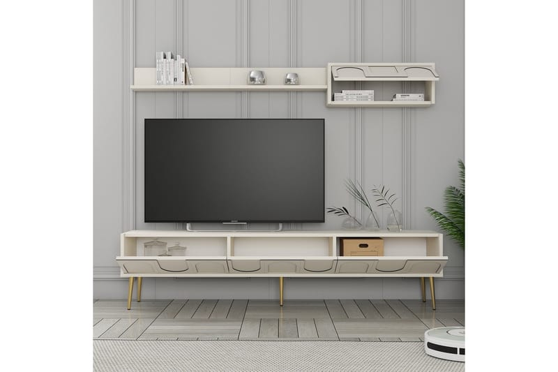 Hazim Tv-bänk 180 cm - Cream/Guld - Möbler - Tv möbel & mediamöbel - TV bänk & mediabänk