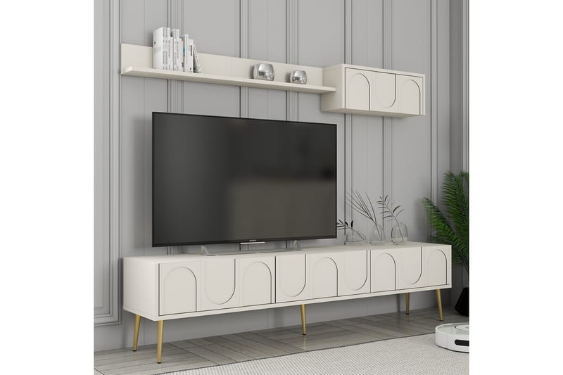 Hazim Tv-bänk 180 cm - Cream/Guld - Möbler - Tv möbel & mediamöbel - TV bänk & mediabänk