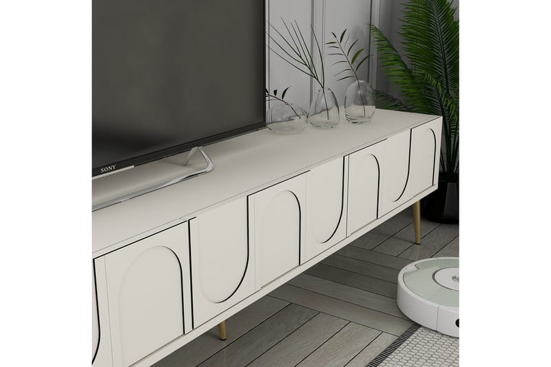 Hazim Tv-bänk 180 cm - Cream/Guld - Möbler - Tv möbel & mediamöbel - TV bänk & mediabänk