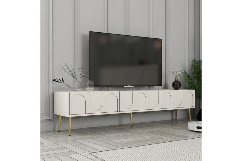 Hazim Tv-bänk 180 cm - Cream/Guld - Möbler - Tv möbel & mediamöbel - TV bänk & mediabänk