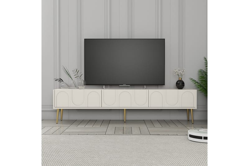 Hazim Tv-bänk 180 cm - Cream/Guld - Möbler - Tv möbel & mediamöbel - TV bänk & mediabänk