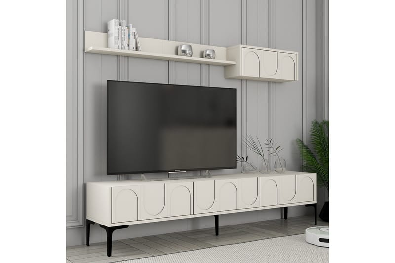 Hazim Tv-bänk 180 cm - Cream/Svart - Möbler - Tv möbel & mediamöbel - TV bänk & mediabänk