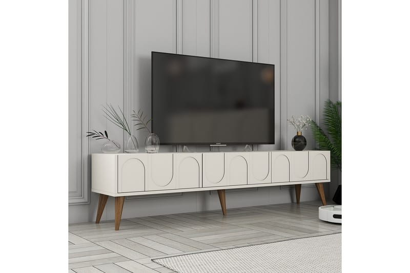 Hazim Tv-bänk 180 cm - Cream/Valnöt - Möbler - Tv möbel & mediamöbel - TV bänk & mediabänk