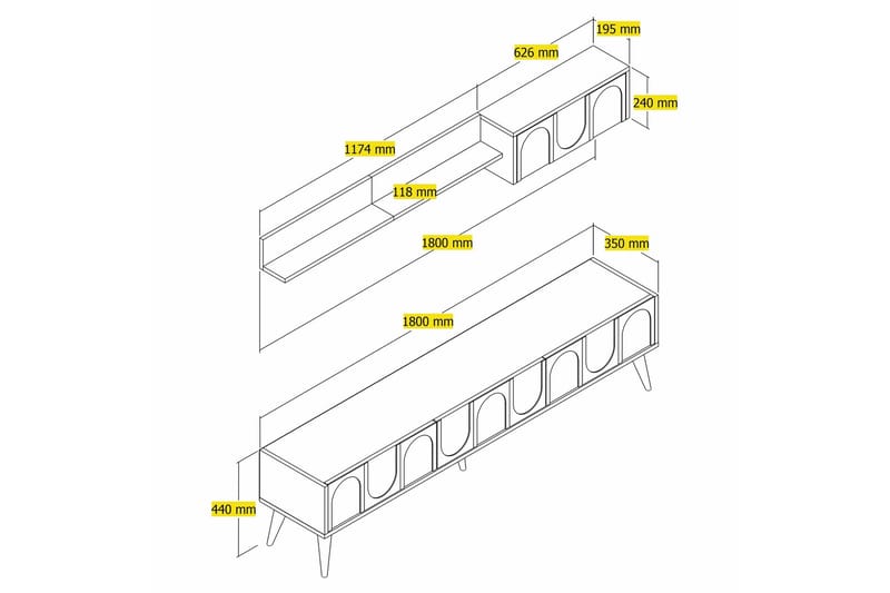 Hazim Tv-bänk 180 cm - Cream/Valnöt - Möbler - Tv möbel & mediamöbel - TV bänk & mediabänk