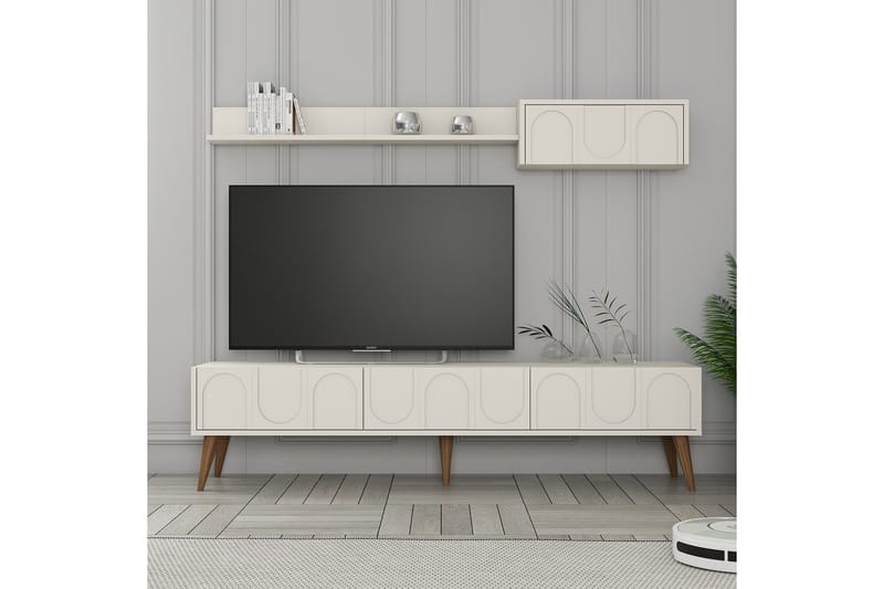 Hazim Tv-bänk 180 cm - Cream/Valnöt - Möbler - Tv möbel & mediamöbel - TV bänk & mediabänk